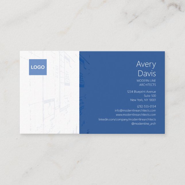 Modern Blueprint Architect Business Card (Front)