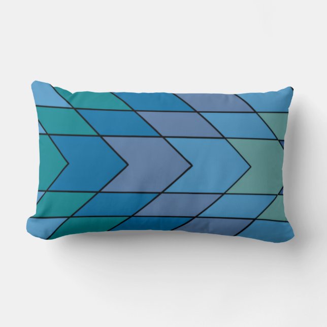 Modern Blues, and purple chevron pattern Lumbar Cushion (Front)