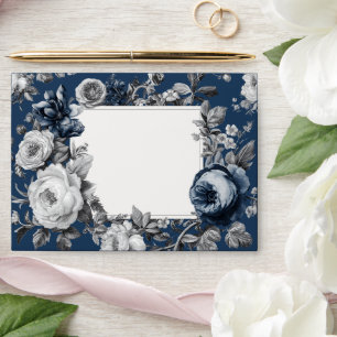 Modern Blues & Gray Floral Wedding Envelope