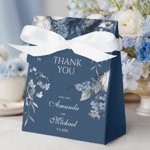 Modern Blues & Grey Floral Wedding Favour Box