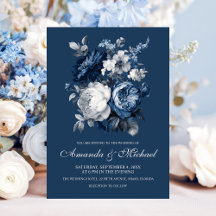 Modern Blues & Grey Floral Wedding