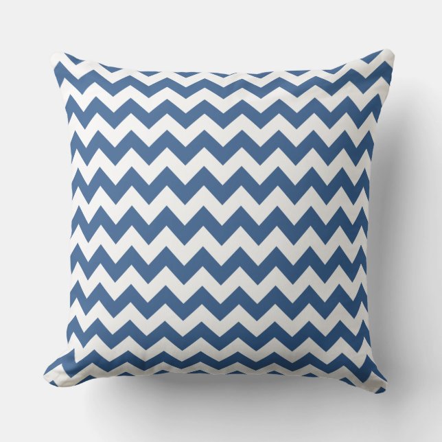 Modern BlueStriped Chevron Pattern Cushion (Front)