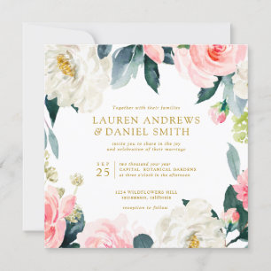 Modern Blush   All in one  Gold CUSTOM 1 Invitation