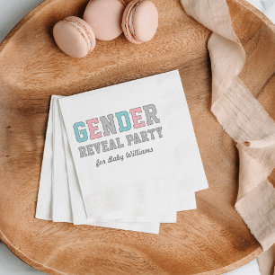 Modern Blush and Aqua Gender Reveal Party Napkin