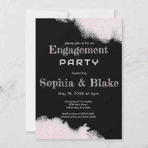 Modern Blush and Black Fun Engagement Party Invitation