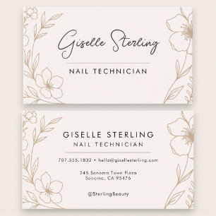 Modern Blush and Black Nail Salon Business Card