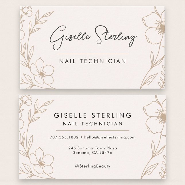 Modern Blush and Black Nail Salon Business Card (Creator Uploaded)
