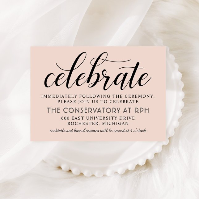 Modern Blush and Black Script Wedding Celebrate Enclosure Card (Creator Uploaded)