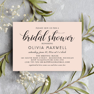 Modern Blush and Black Wedding Bridal Shower Invitation