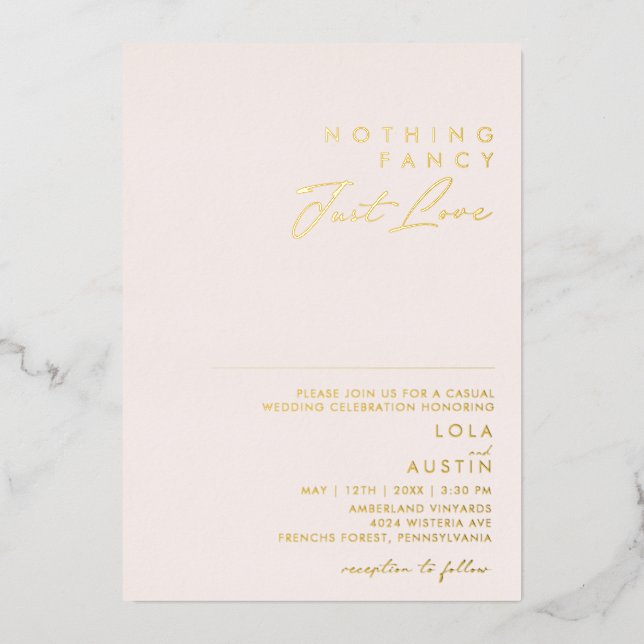Modern Blush And Gold Nothing Fancy Just Love Real (Front)