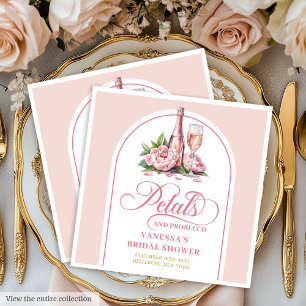 Modern Blush and Gold Petals and Prosecco Napkins