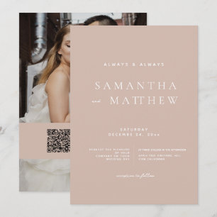 Modern Blush and White Classic Photo Wedding Invitation
