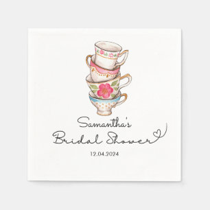 Modern Blush and White Tea Party Bridal Shower Napkin