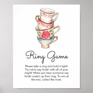 Modern Blush and White Tea Party Ring Game Bridal Poster