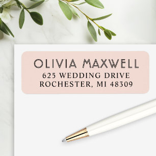 Modern Blush Black Art Deco Wedding Address
