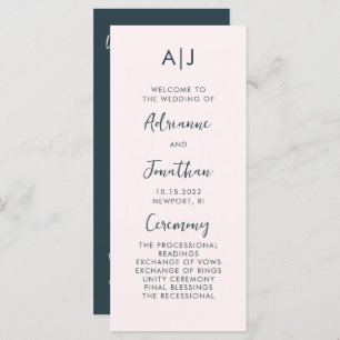 Modern Blush Blue Wedding Ceremony Program