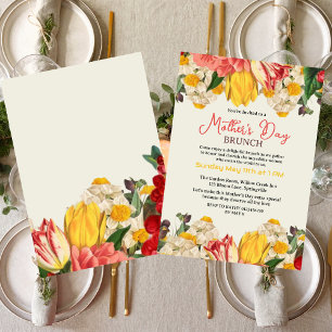 Modern Blush Botanical Floral Mother's Day Brunch Invitation