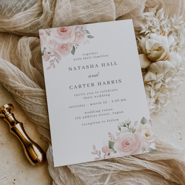 Modern Blush Botanical Wedding Invitation (Creator Uploaded)