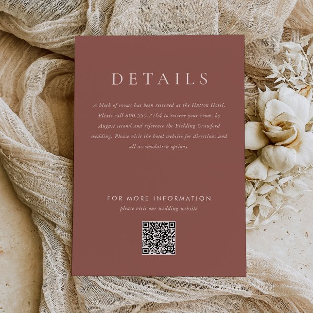 Modern Blush Brown Monogram Earth Tone Wedding Enclosure Card (Creator Uploaded)