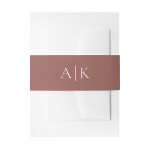 Modern Blush Brown Monogram Earth Tone Wedding Invitation Belly Band