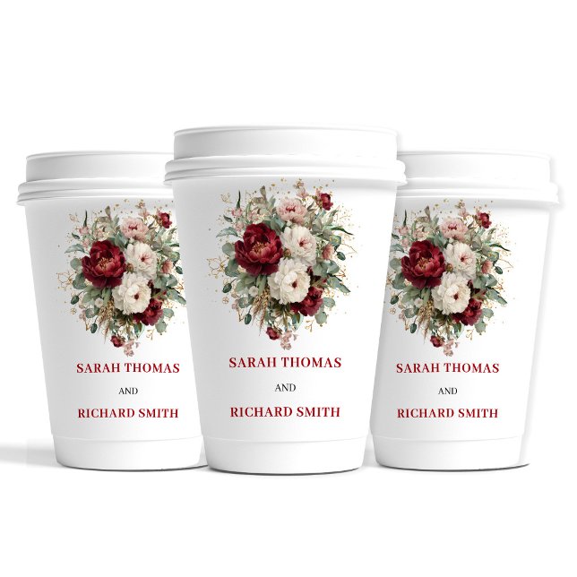 Modern Blush Burgundy Gold Wedding Paper Cups (Modern Blush Burgundy Gold Wedding Paper Cups)