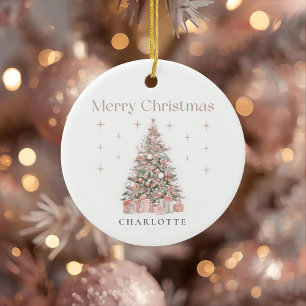 Modern Blush Christmas Tree – Personalized Holiday Ceramic Tree Decoration
