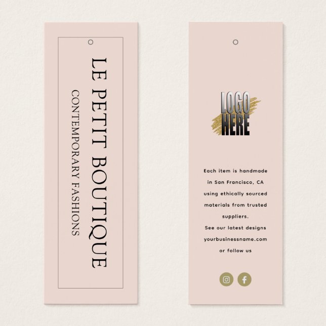 Modern Blush Clothing Store Hang Tag (Front & Back)