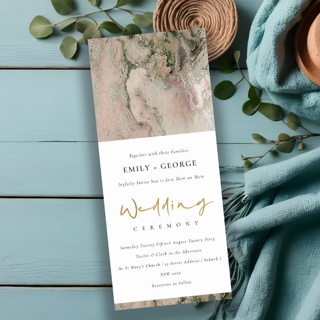 MODERN BLUSH DUSKY ROSE GOLD FOIL AGATE WEDDING INVITATION (Creator Uploaded)