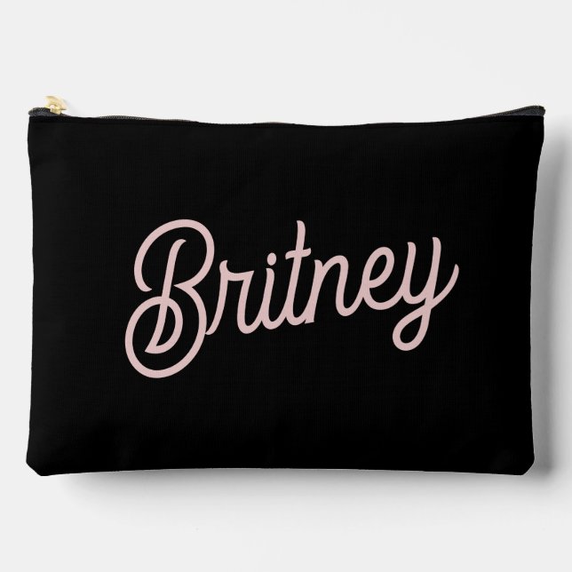 Modern Blush Dusty Pink Monogram and Name  Accessory Pouch (Front)