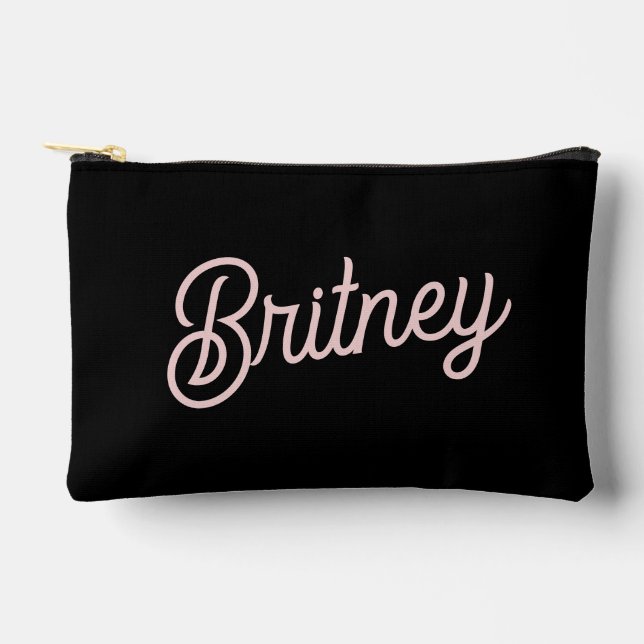 Modern Blush Dusty Pink Monogram and Name  Accessory Pouch (Front)