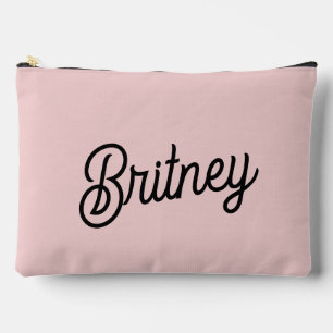 Modern Blush Dusty Pink Monogram and Name  Accessory Pouch