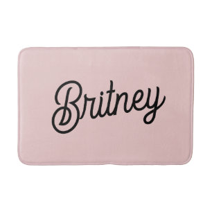 Modern Blush Dusty Pink Monogram and Name Bath Mat