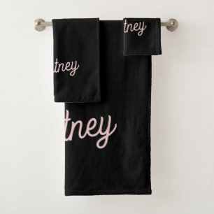Modern Blush Dusty Pink Monogram and Name  Bath Towel Set