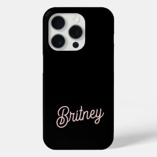 Modern Blush Dusty Pink Monogram and Name iPhone 15 Pro Case