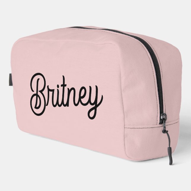 Modern Blush Dusty Pink Monogram and Name  Dopp Kit (Right Corner)