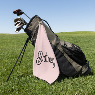 Modern Blush Dusty Pink Monogram and Name  Golf Towel