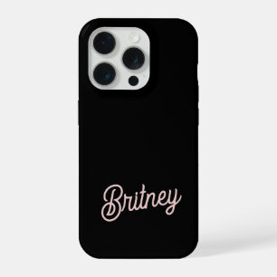 Modern Blush Dusty Pink Monogram and Name iPhone 15 Pro Case