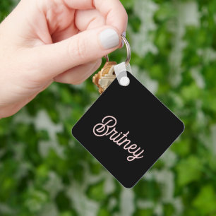 Modern Blush Dusty Pink Monogram and Name  Key Ring