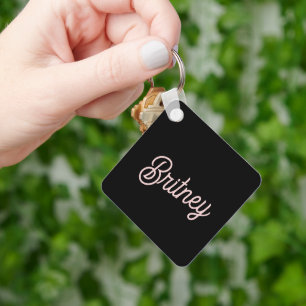Modern Blush Dusty Pink Monogram and Name  Key Ring