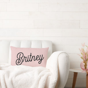 Modern Blush Dusty Pink Monogram and Name  Lumbar Cushion
