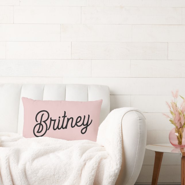 Modern Blush Dusty Pink Monogram and Name  Lumbar Cushion (Couch)
