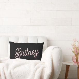 Modern Blush Dusty Pink Monogram and Name  Lumbar Cushion