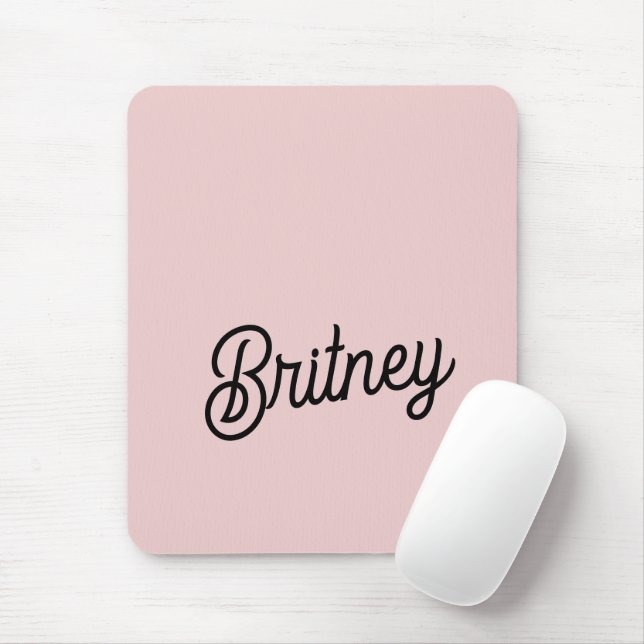 Modern Blush Dusty Pink Monogram and Name  Mouse Pad (With Mouse)