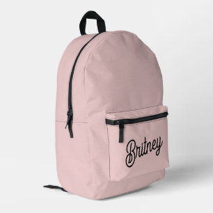 Modern Blush Dusty Pink Monogram and Name  Printed Backpack