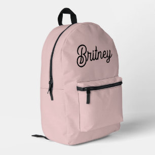 Modern Blush Dusty Pink Monogram and Name  Printed Backpack
