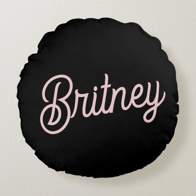 Modern Blush Dusty Pink Monogram and Name  Round Cushion (Front)