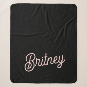Modern Blush Dusty Pink Monogram and Name Sherpa Blanket