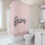 Modern Blush Dusty Pink Monogram and Name  Shower Curtain<br><div class="desc">The Modern Blush Dusty Pink Monogram and Name Shower Curtain combines style and personalisation for your bathroom. This shower curtain features a soothing blush dusty pink colour and is customised with your monogram and name in a modern script. Made from durable, water-resistant fabric, it adds a touch of elegance and...</div>