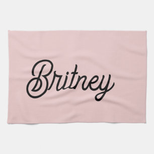 Modern Blush Dusty Pink Monogram and Name Tea Towel