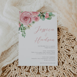 Modern Blush Elegance Botanical Wedding Invitation